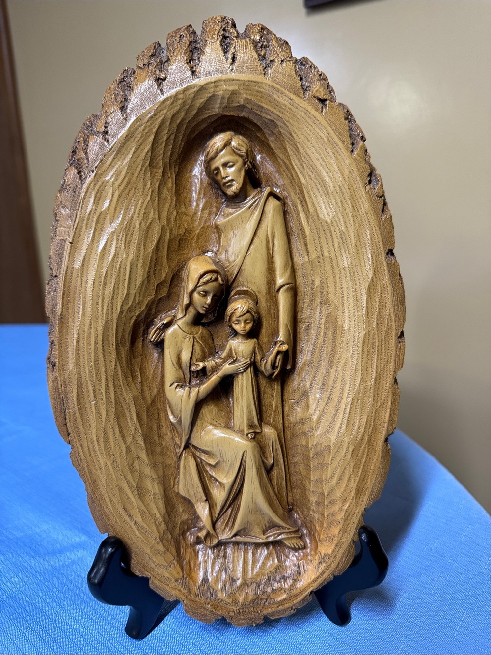 Holy Family, Mary, Joseph, Jesus Carved Resin Wall Plaque Weberding 11” x 6.25”